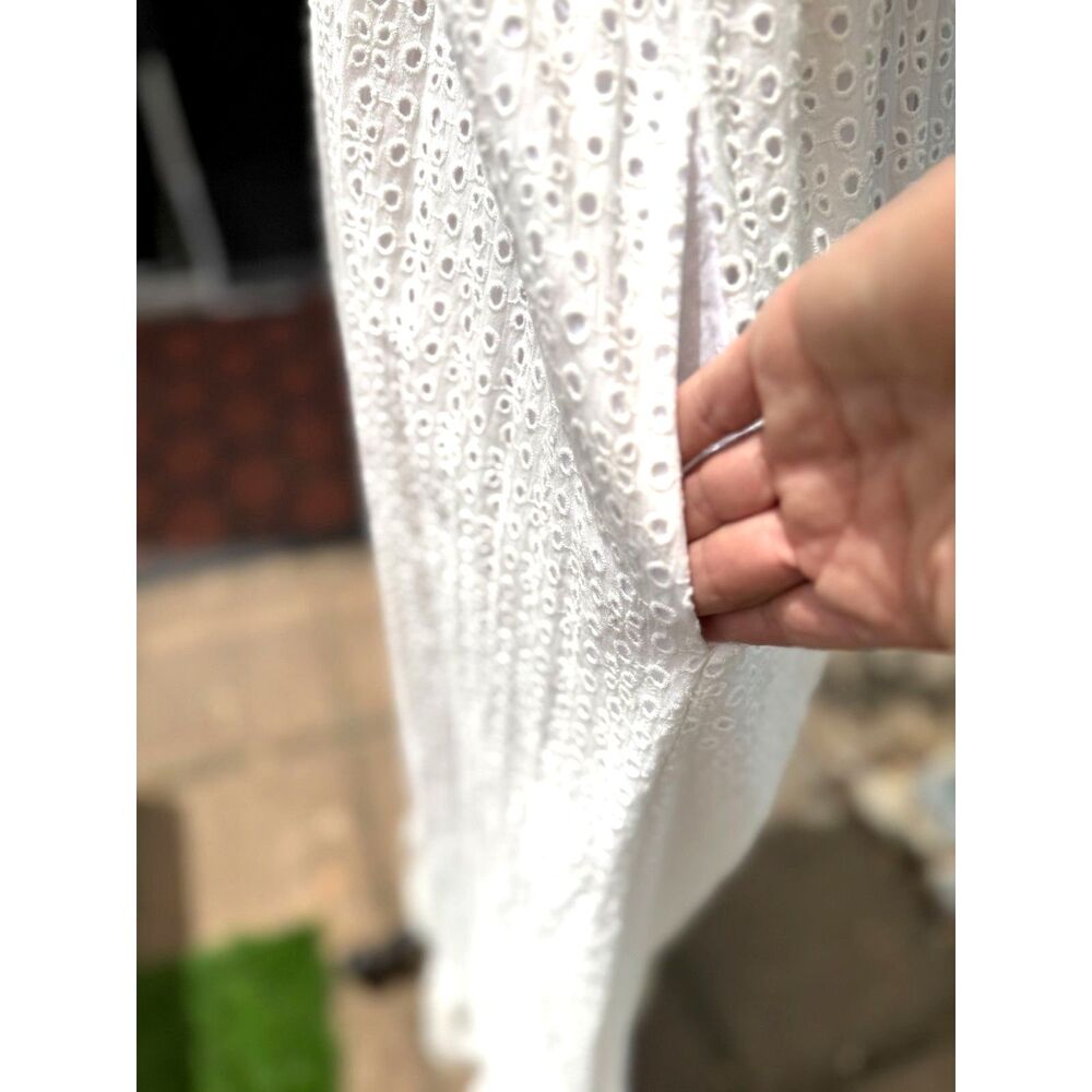 RARE Alexa Chung White Cotton Eyelt Fluttr Cape Midi Dress SZ EU 14 = US 10 2017 - Picture 7 of 16